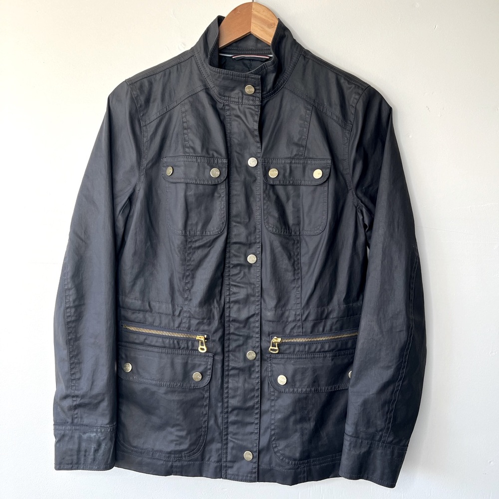 Tommy Hilfiger Coated Cotton Navy Jacket, S